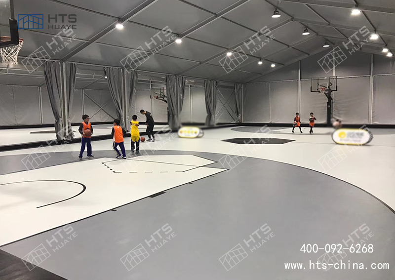 篷房式籃球館配件都是工廠加工完成，現場進行拼接